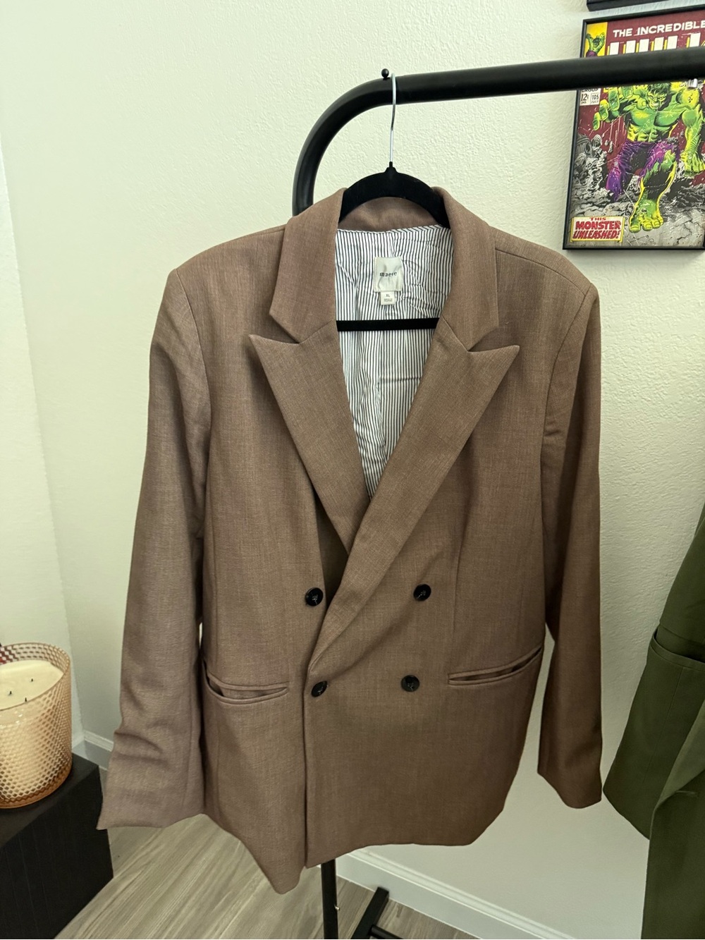 Maeve Double-Breasted Tan Blazer